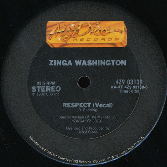 Zinga Washington – Respect (VG+/Generic)
