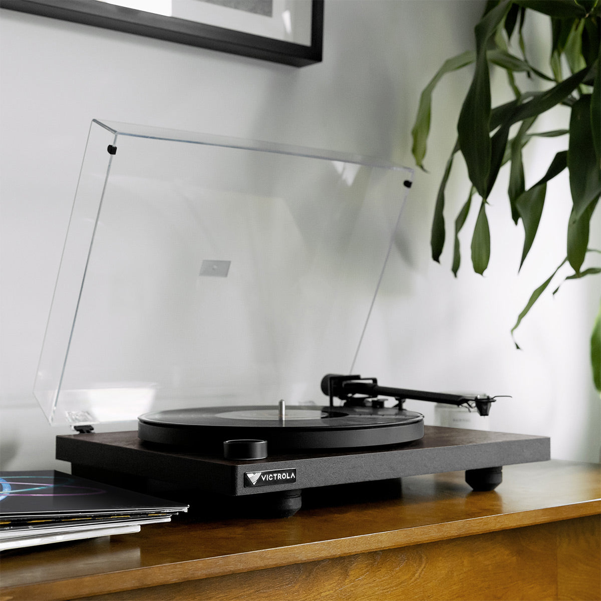 Premiere T1 Premium Turntable with Built-In Vinyl Stream Bluetooth Technology (Espresso)