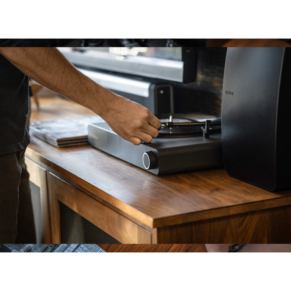 Stream Onyx Works with Sonos Wireless Turntable with Sonos Five Wireless Speaker for Streaming Music (White)