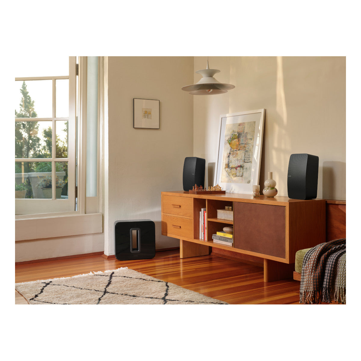 Stream Onyx Works with Sonos Wireless Turntable with 2-Speeds with Pair of Sonos Five Wireless Speakers for Streaming Music (Black)