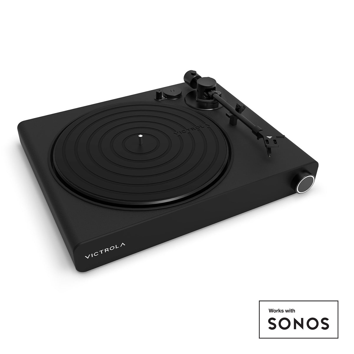 Stream Onyx Works with Sonos Wireless Turntable with 2-Speeds with Pair of Sonos Five Wireless Speakers for Streaming Music (Black)