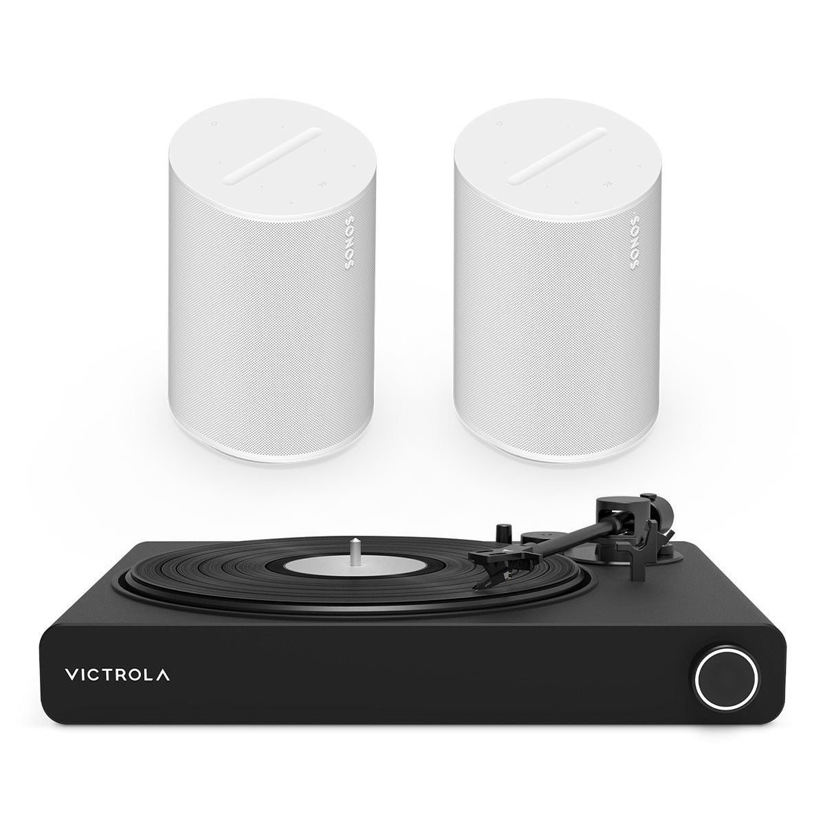 Stream Onyx Works with Sonos Wireless Turntable with Pair of Sonos Era 100 Wireless Smart Speaker (White)