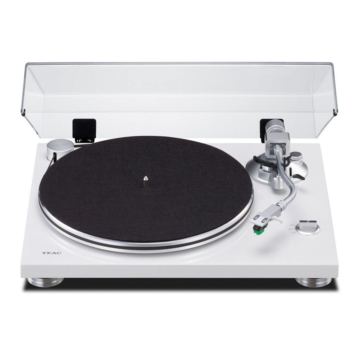 TEACTN-3B-SE Belt-Drive Turntable with SAEC Tonearm, Built-In Phono Amp, Anti-Skate, and Pre-Installed Audio-Technica MM Cartridge (White)