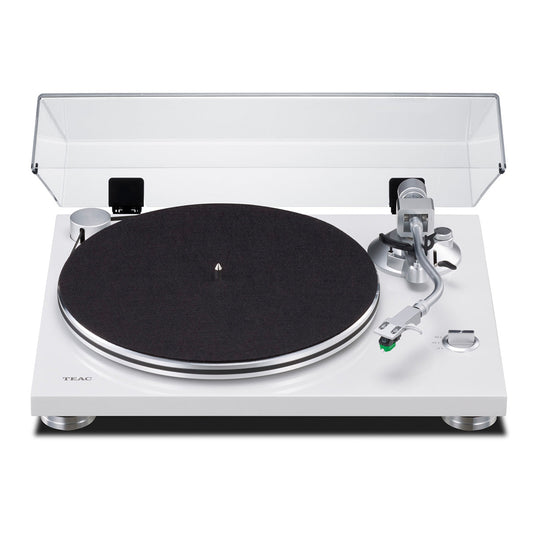 TEACTN-3B-SE Belt-Drive Turntable with SAEC Tonearm, Built-In Phono Amp, Anti-Skate, and Pre-Installed Audio-Technica MM Cartridge (White)