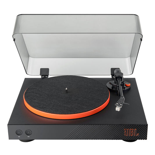 JBLSpinner BT Semi-Automatic Belt-Drive Turntable with Bluetooth 5.3 and Installed Audio Technica Cartridge (Black & Orange)