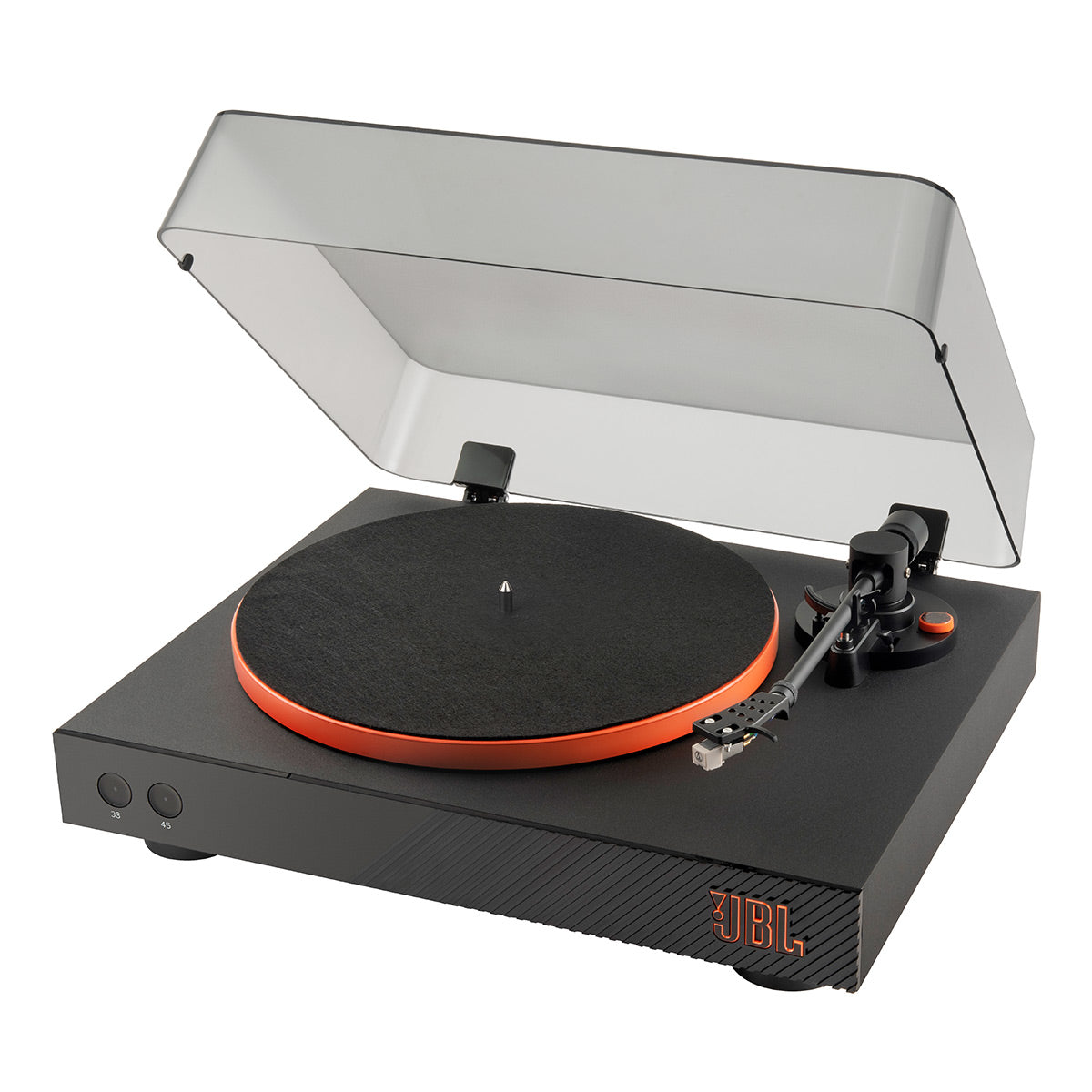 JBLSpinner BT Semi-Automatic Belt-Drive Turntable with Bluetooth 5.3 and Installed Audio Technica Cartridge (Black & Orange)