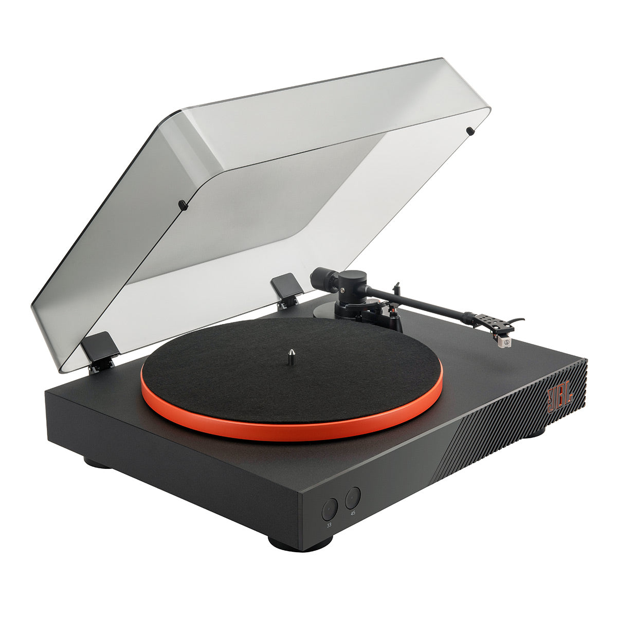 JBLSpinner BT Semi-Automatic Belt-Drive Turntable with Bluetooth 5.3 and Installed Audio Technica Cartridge (Black & Orange)