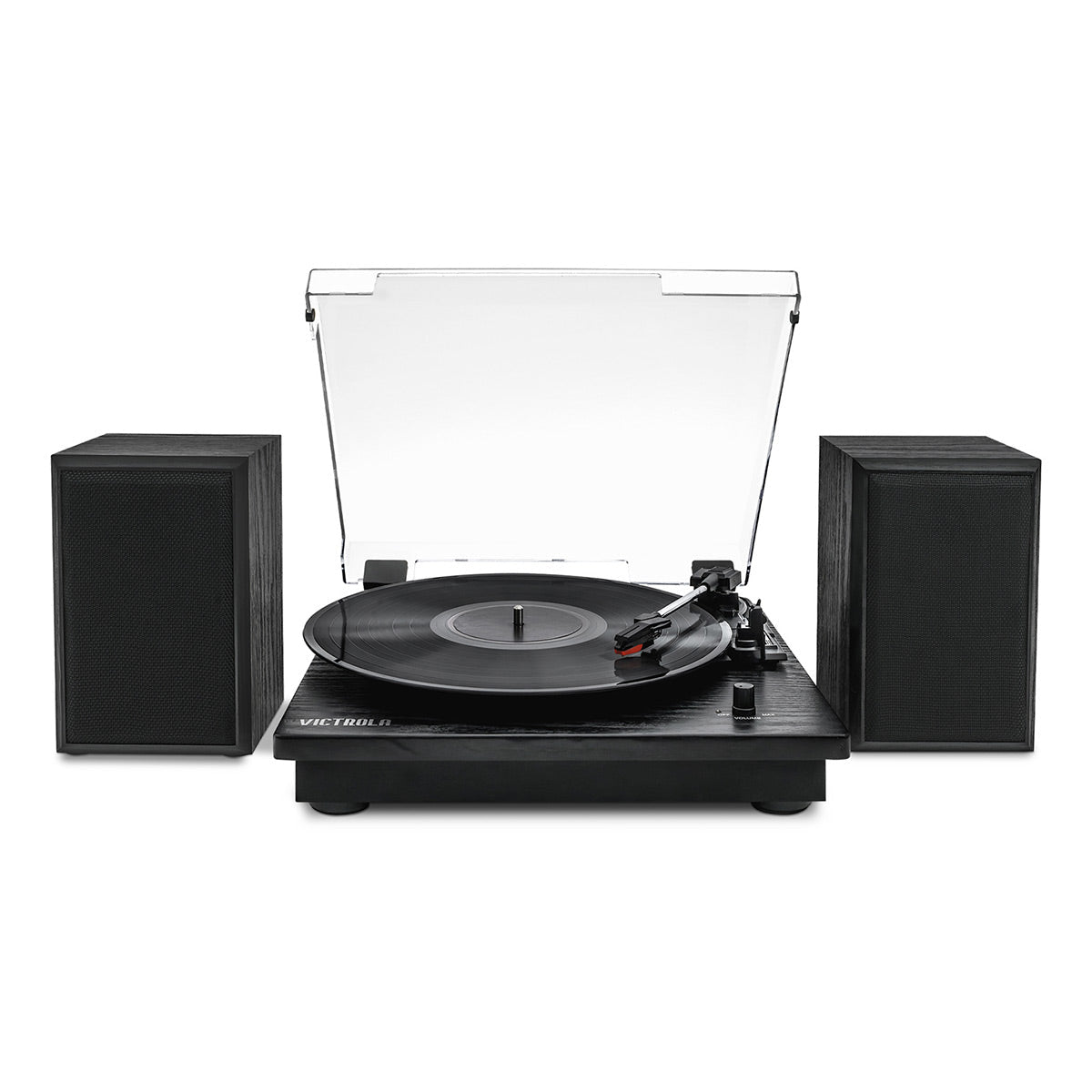 Montauk Bluetooth Turntable System with Bookshelf Speakers (Black)