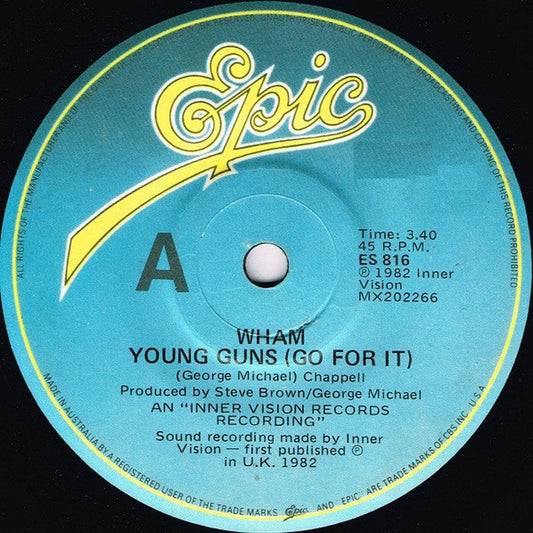 Wham! – Young Guns (Go For It) (VG+/Generic)