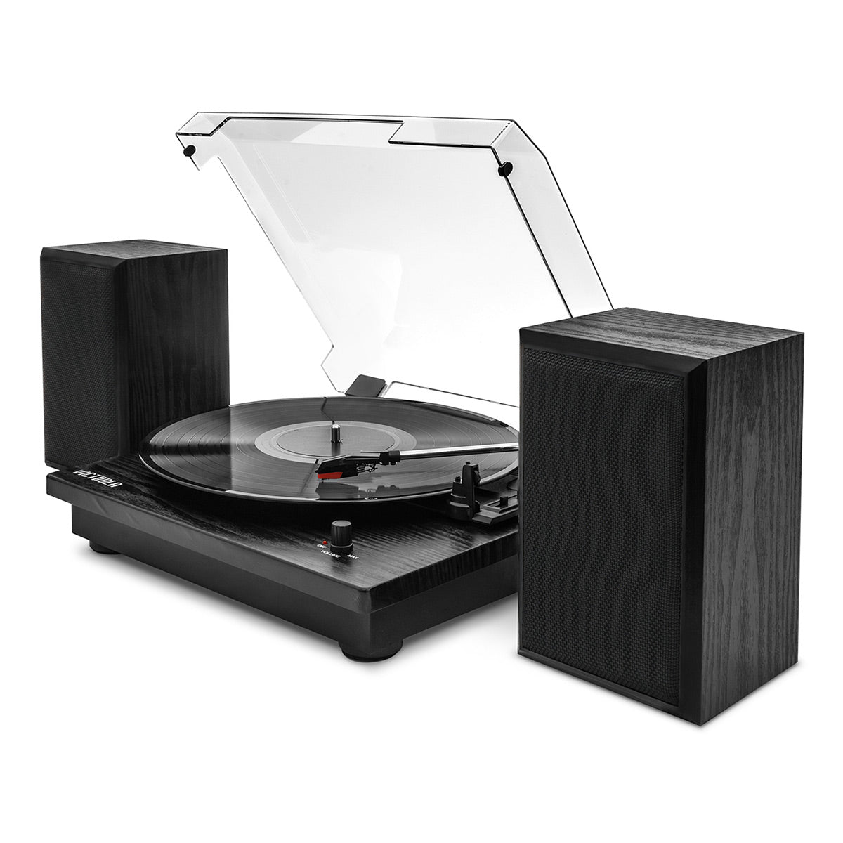 Montauk Bluetooth Turntable System with Bookshelf Speakers (Black)
