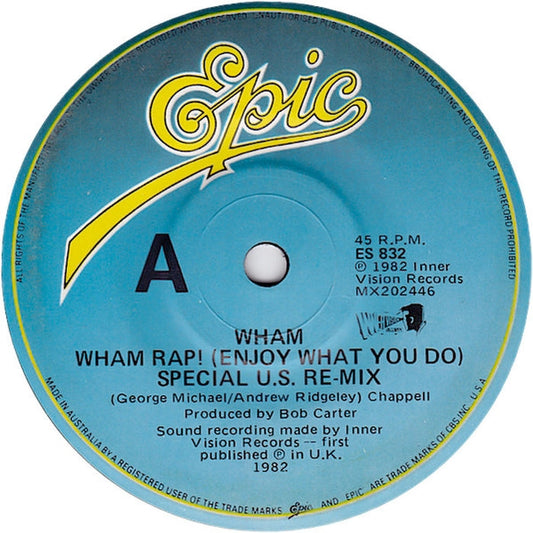 Wham! – Wham Rap! (Enjoy What You Do) (VG+/Generic)