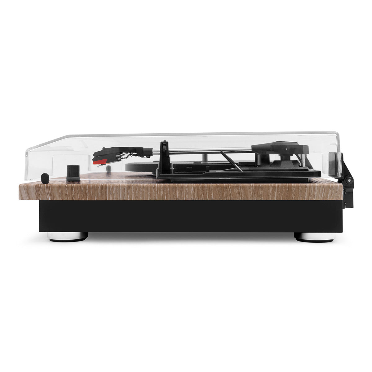 Montauk Bluetooth Turntable System with Bookshelf Speakers (Farmhouse Walnut)