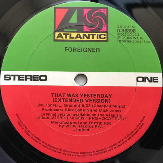 Foreigner – That Was Yesterday (E/Generic)