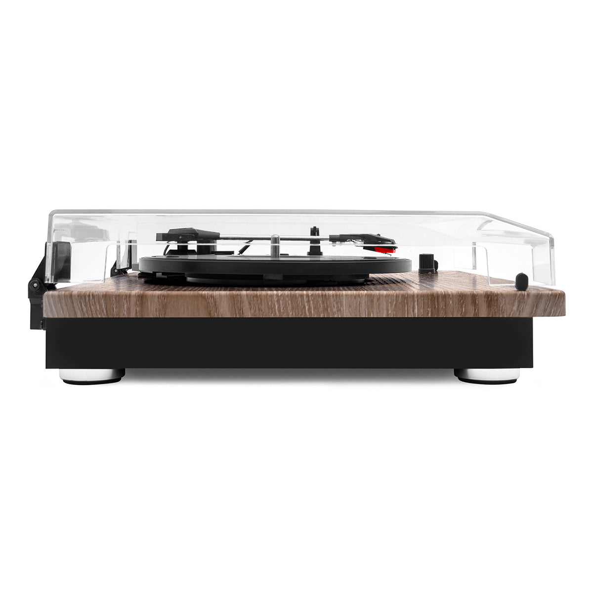 Montauk Bluetooth Turntable System with Bookshelf Speakers (Farmhouse Walnut)