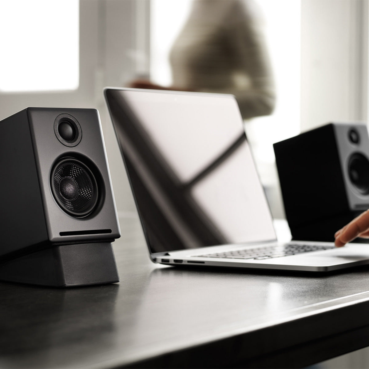 AudioengineA2+ Wireless Speaker System (Black) with Audio-Technica AT-LP60X-GM Fully Automatic Belt-Drive Stereo Turntable (Gunmetal/Black)
