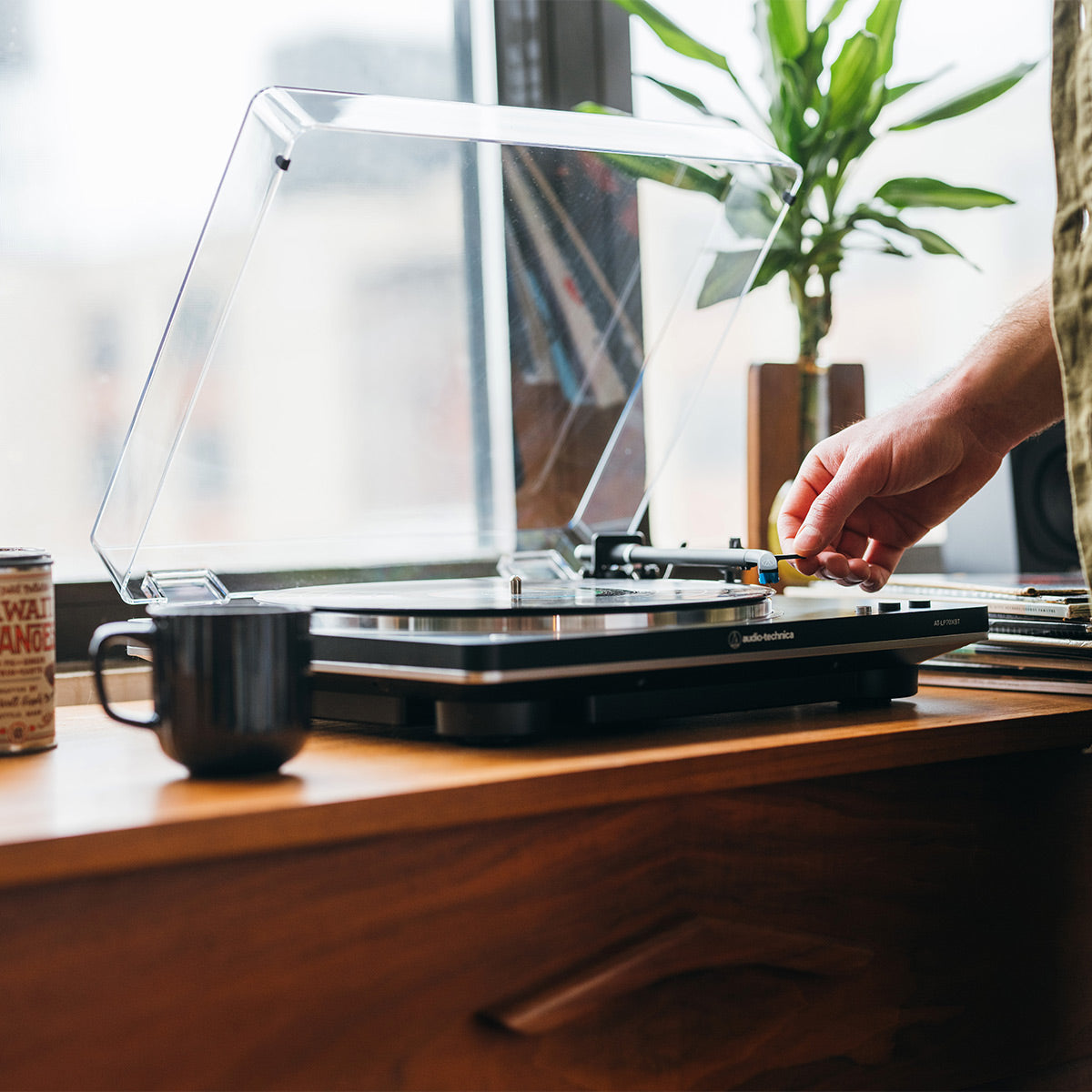 AudioTechnica AT-LP70XBT Fully-Automatic Bluetooth Wireless Turntable (Black/Silver)