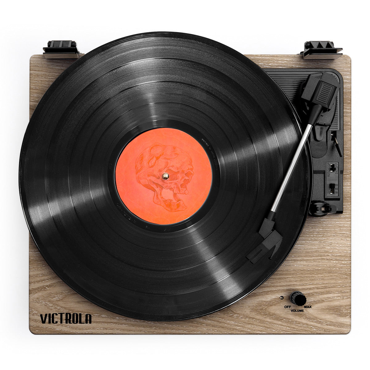 Montauk Bluetooth Turntable System with Bookshelf Speakers (Farmhouse Walnut)