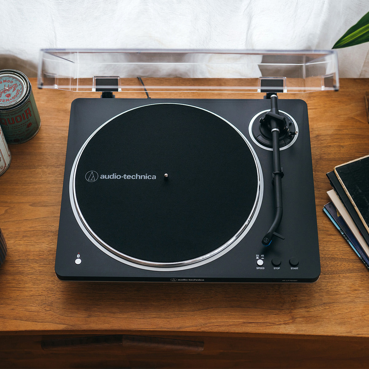 AudioTechnica AT-LP70XBT Fully-Automatic Bluetooth Wireless Turntable (Black/Silver)