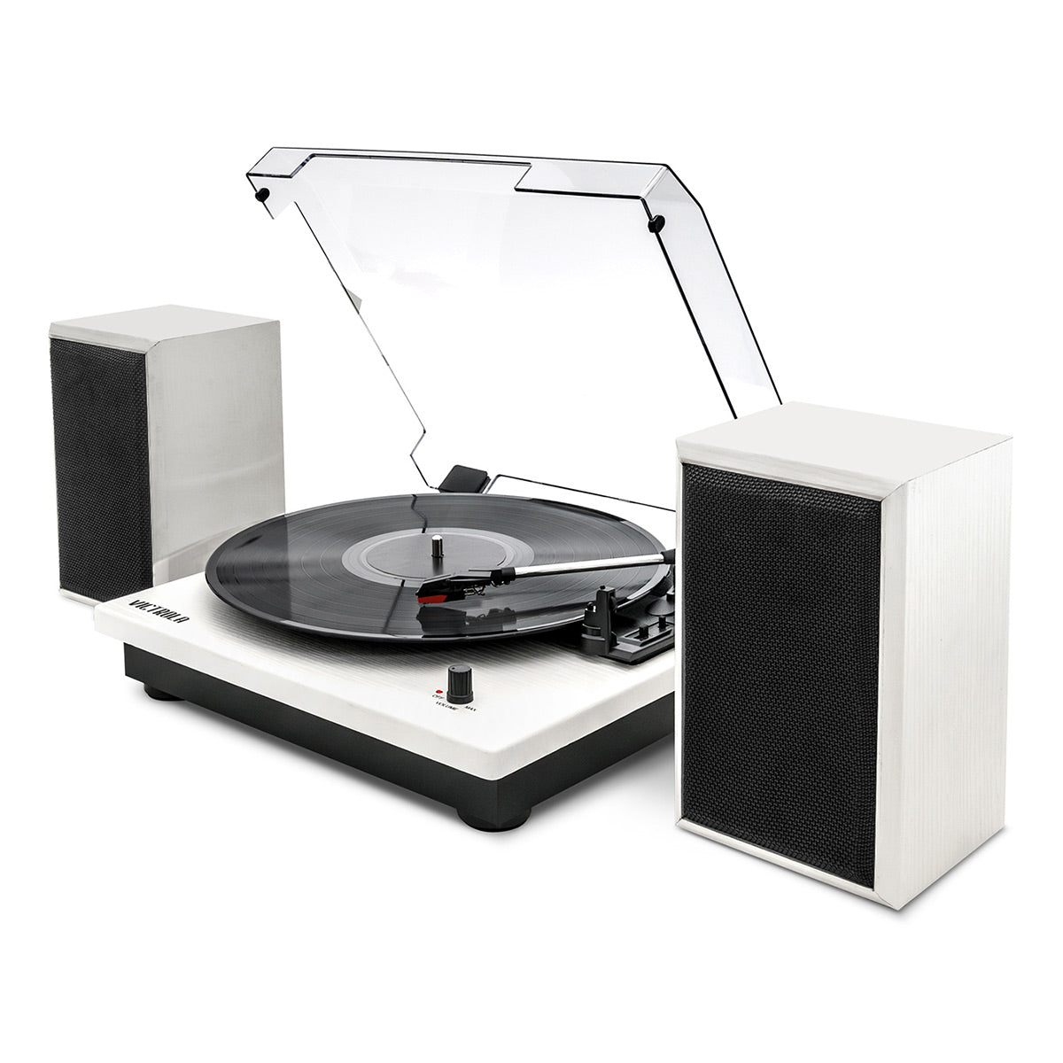 Montauk Bluetooth Turntable System with Bookshelf Speakers (White)