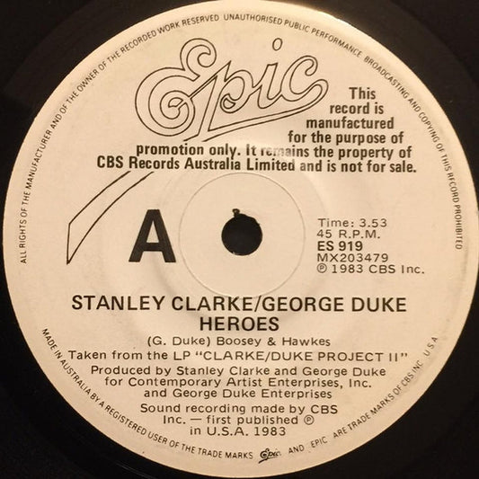 Stanley Clarke/George Duke – Heroes / Atlanta (VG+/Generic)