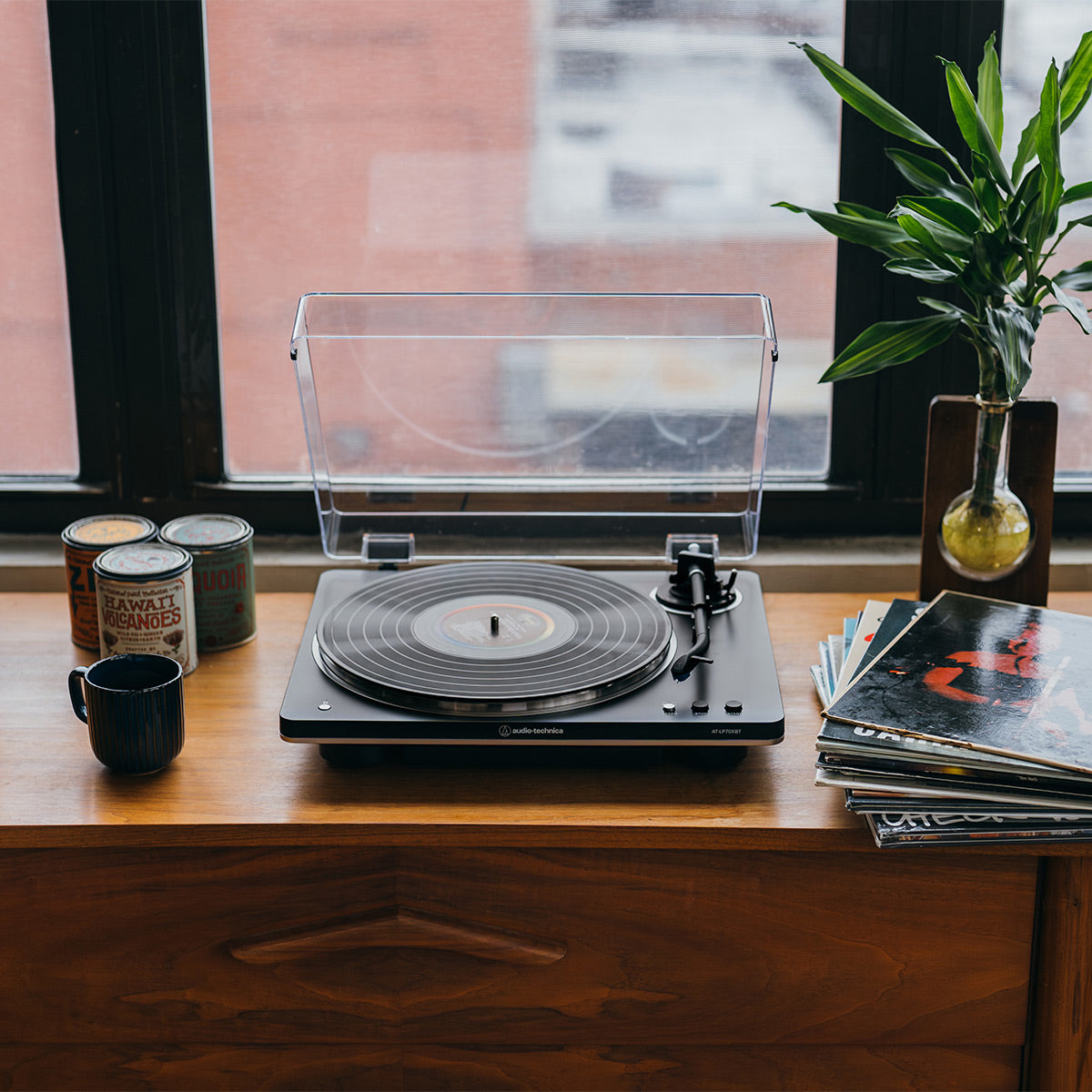AudioTechnica AT-LP70XBT Fully-Automatic Bluetooth Wireless Turntable (Black/Silver)