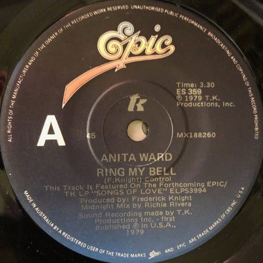 Anita Ward – Ring My Bell (VG+/Generic)