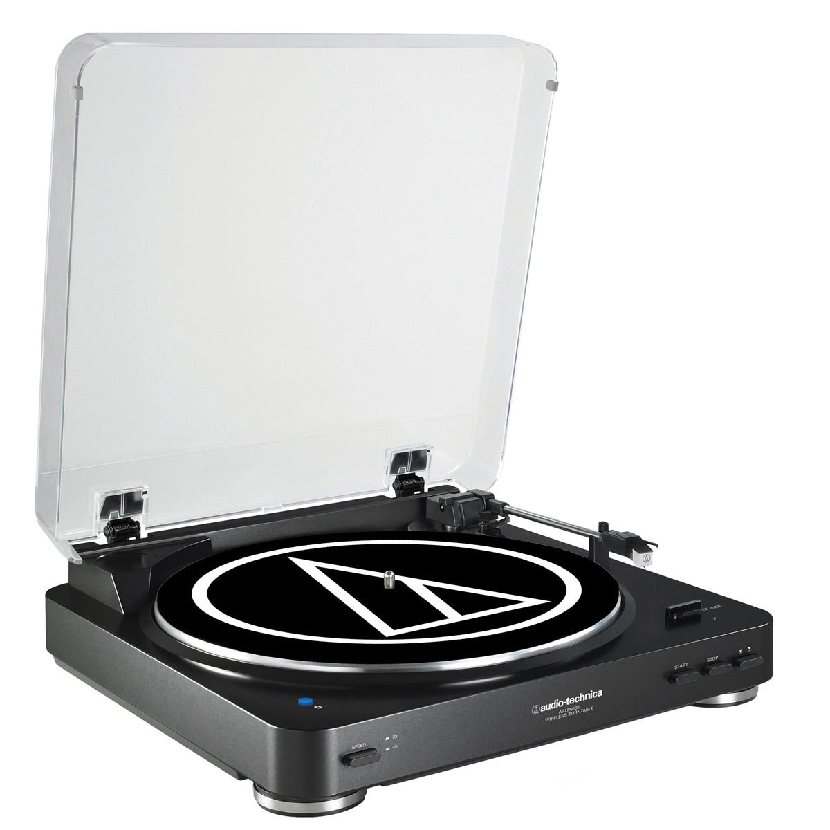 AudioengineA2+ Wireless Speaker System (Black) with Audio-Technica AT-LP60X-GM Fully Automatic Belt-Drive Stereo Turntable (Gunmetal/Black)