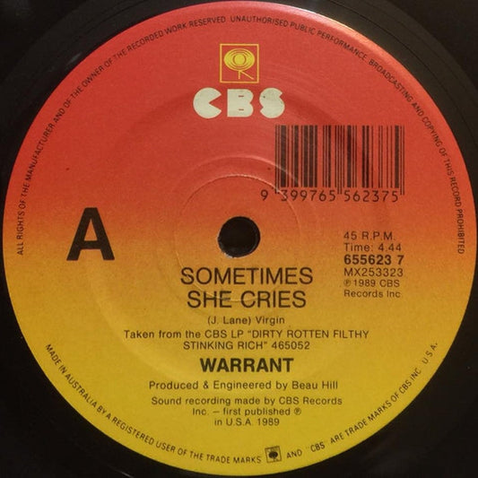 Warrant – Sometimes She Cries (VG+/Generic)