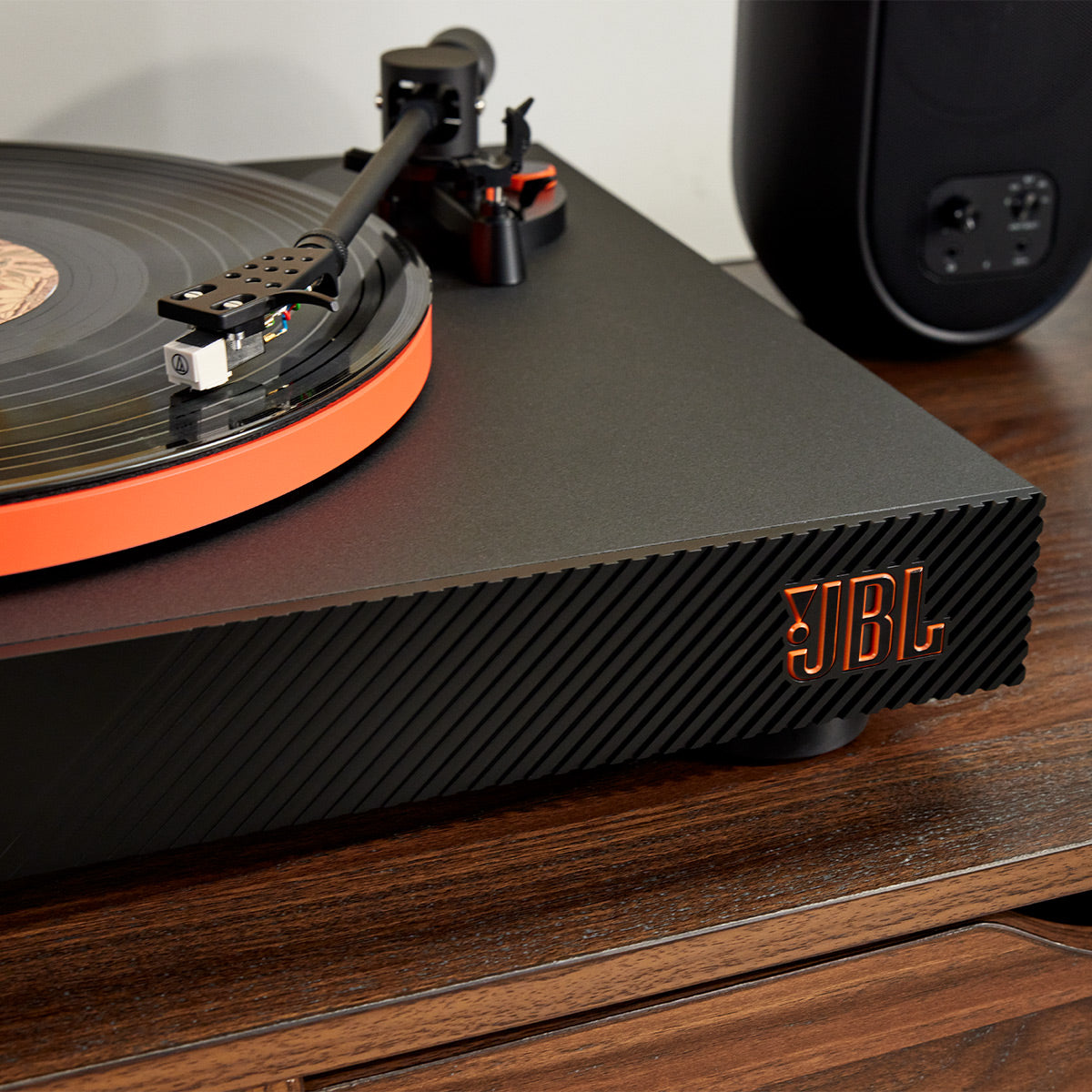 JBLSpinner BT Semi-Automatic Belt-Drive Turntable with Bluetooth 5.3 and Installed Audio Technica Cartridge (Black & Orange)