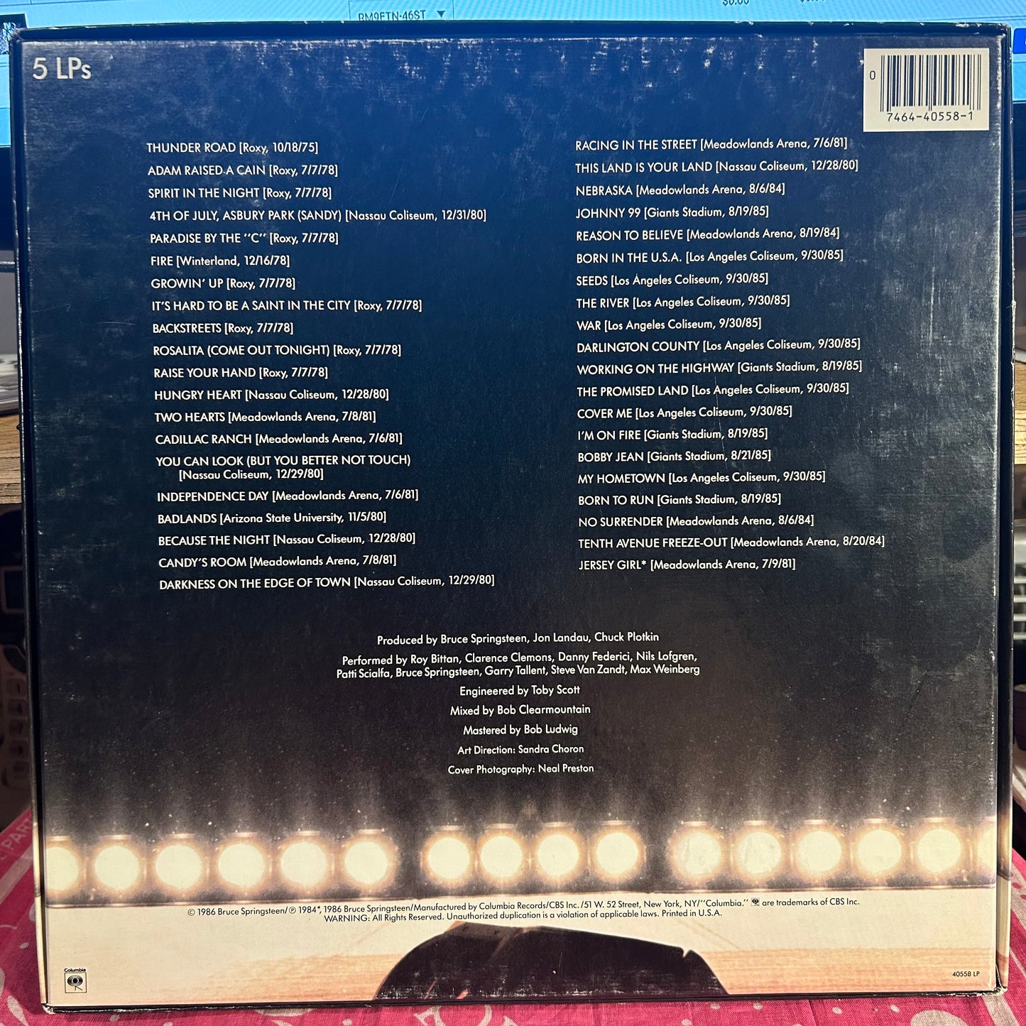 Live / 1975-85 *INDIANAPOLIS / BOX* | Near Mint (NM) Very Good Plus (VG+)